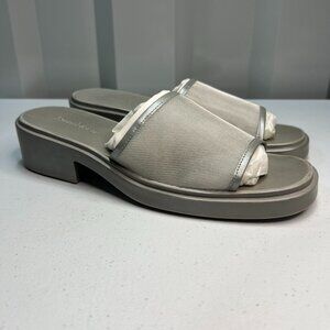 Ralph Lauren Astra Silver Mesh BTM Slides Women Size 7.5 B Y2K Sandals Summer
